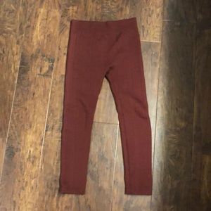 Girls Burgundy Fleece Leggings